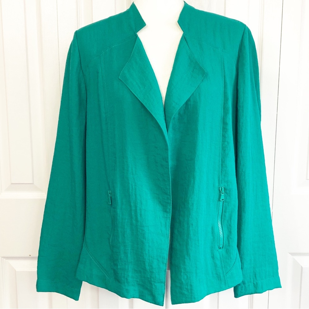 Chico's Jade Green Draped Open Front Lightweight Jacket Medium